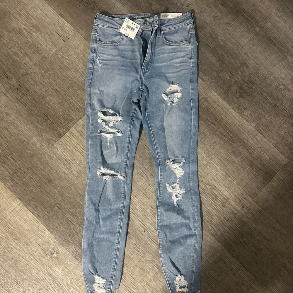 American Eagle Outfitters Blue Skinny Distressed Jeans